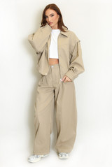 Dropped Shoulder Cropped Jacket