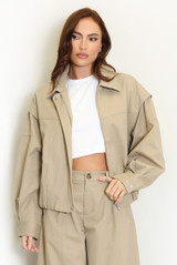 Dropped Shoulder Cropped Jacket