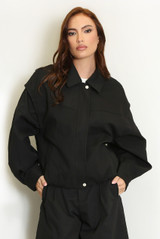 Dropped Shoulder Cropped Jacket
