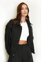 Dropped Shoulder Cropped Jacket