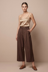 High Waist Pleated Wide Trouser