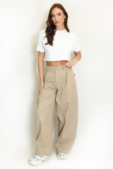 High Waist Pleated Wide Trouser
