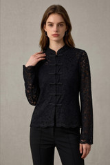 Lace Long Sleeves Mandarin Blouse
