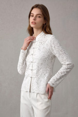 Lace Long Sleeves Mandarin Blouse