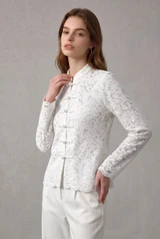 Lace Long Sleeves Mandarin Blouse