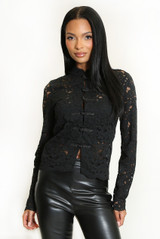 Lace Long Sleeves Mandarin Blouse