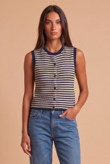 Stripes Knit Button Up Top