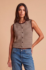 Stripes Knit Button Up Top