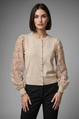 Lace Sleeves Fine Knit Top