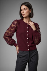 Lace Sleeves Fine Knit Top