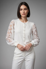 Lace Sleeves Fine Knit Top