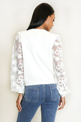 Lace Sleeves Fine Knit Top