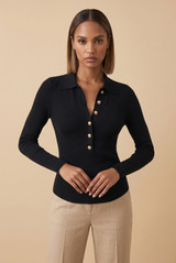 Button Detail Fine Knit Top