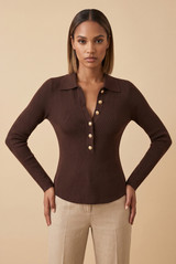 Button Detail Fine Knit Top