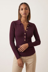 Button Detail Fine Knit Top