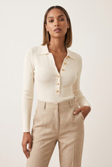 Button Detail Fine Knit Top