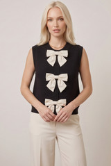 Bow-Detail Ribbed Knit Waistcoat
