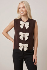 Bow-Detail Ribbed Knit Waistcoat
