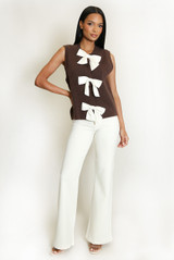 Bow-Detail Ribbed Knit Waistcoat