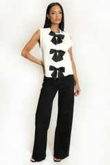 Bow-Detail Ribbed Knit Waistcoat