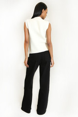 Bow-Detail Ribbed Knit Waistcoat