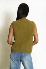 Bow-Detail Ribbed Knit Waistcoat