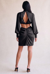 Satin Ruched Cut Out Mini Dress