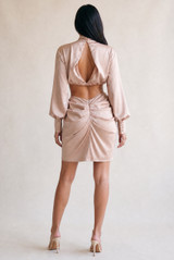 Satin Ruched Cut Out Mini Dress