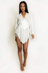 Mesh Corset Long Sleeves Blouse