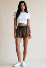 Contrast Waistband Casual Runner Shorts