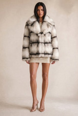 Striped Faux Fur Jacket