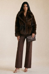 Striped Faux Fur Jacket