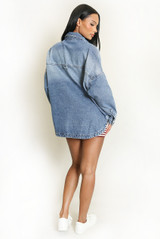 Mid Blue Washed Denim Shacket