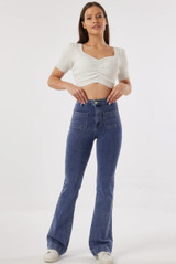 Skinny Flare Blue Wash Jeans
