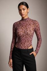 Leopard Pattern Long Sleeves Bodysuit