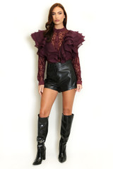 Lace Blouse With Layered Ruffle