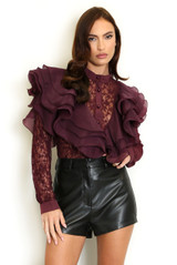 Lace Blouse With Layered Ruffle