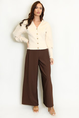 Balloon Sleeve V-Neck Cardigan