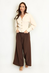 Balloon Sleeve V-Neck Cardigan