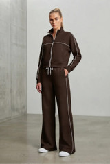 Contrast Piping Active Jacket and Trouser Set