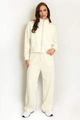 Contrast Piping Active Jacket and Trouser Set