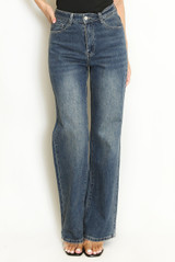 Washed Blue Straight Loose Jeans