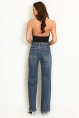 Washed Blue Straight Loose Jeans
