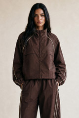 Contrast Piping Windbreaker Jacket