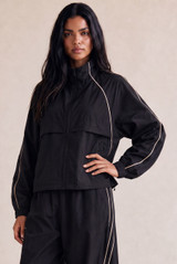 Contrast Piping Windbreaker Jacket