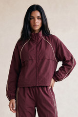 Contrast Piping Windbreaker Jacket