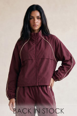 Contrast Piping Windbreaker Jacket