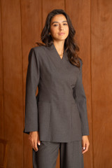 Collarless Wrap Blazer