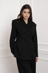 Collarless Wrap Blazer