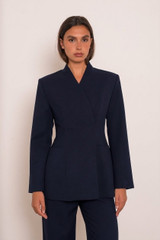 Collarless Wrap Blazer